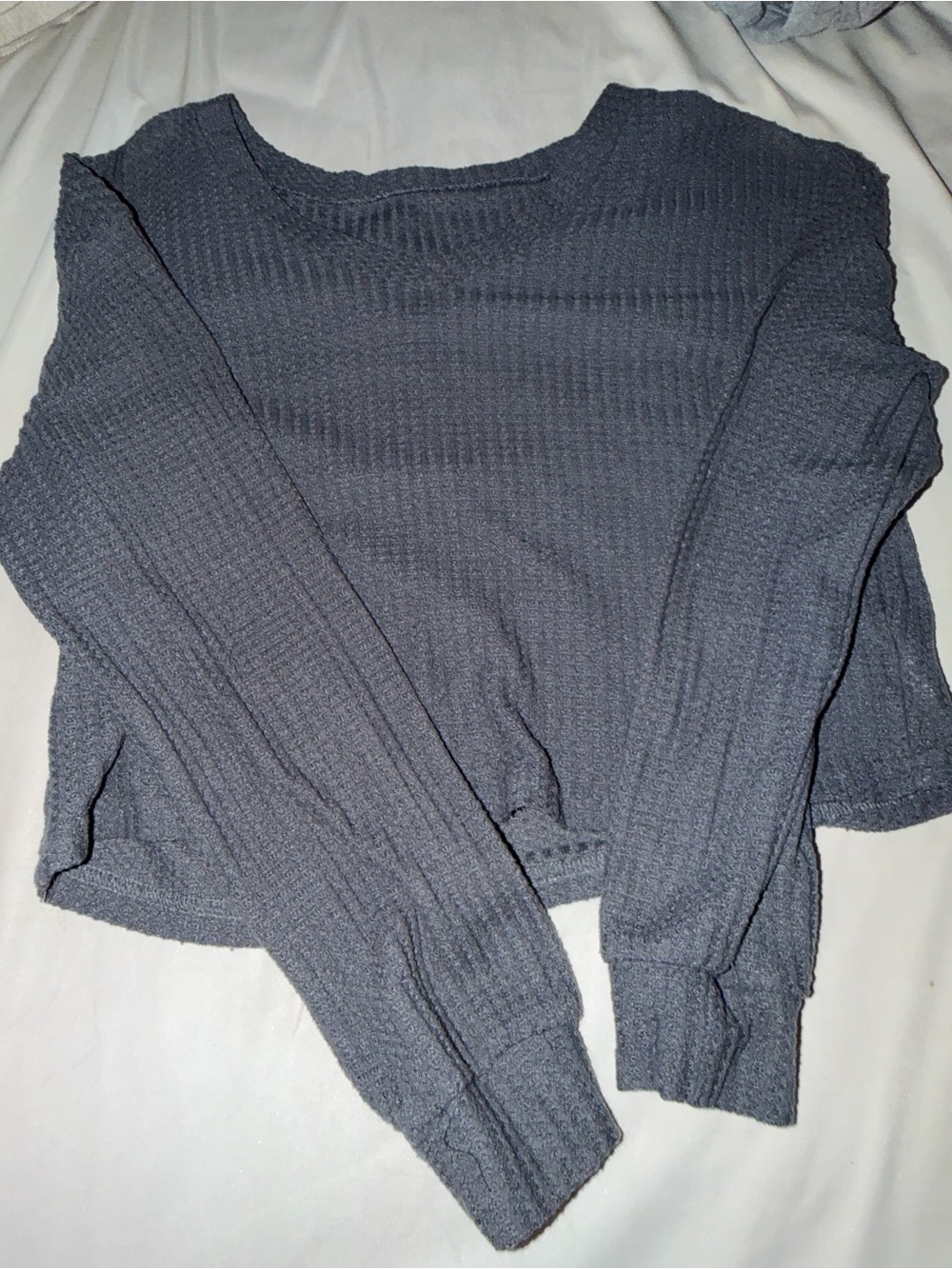 Cropped waffle knit sweater!